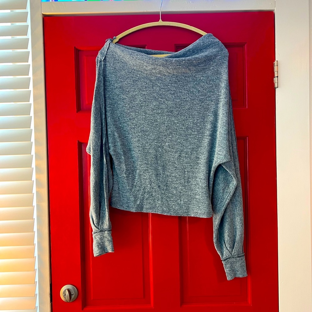 Free People blue top, Off the shoulder oversized